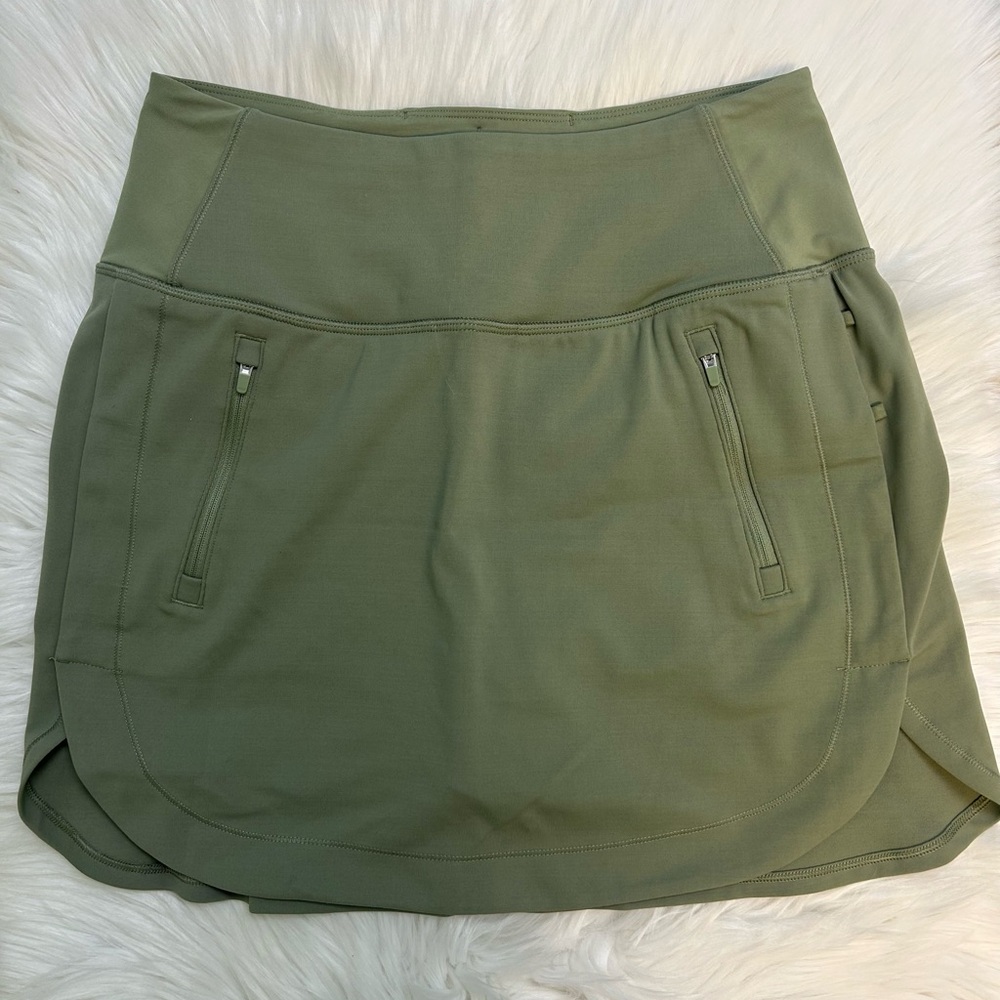 Olive Green Skort with Zipper Pockets